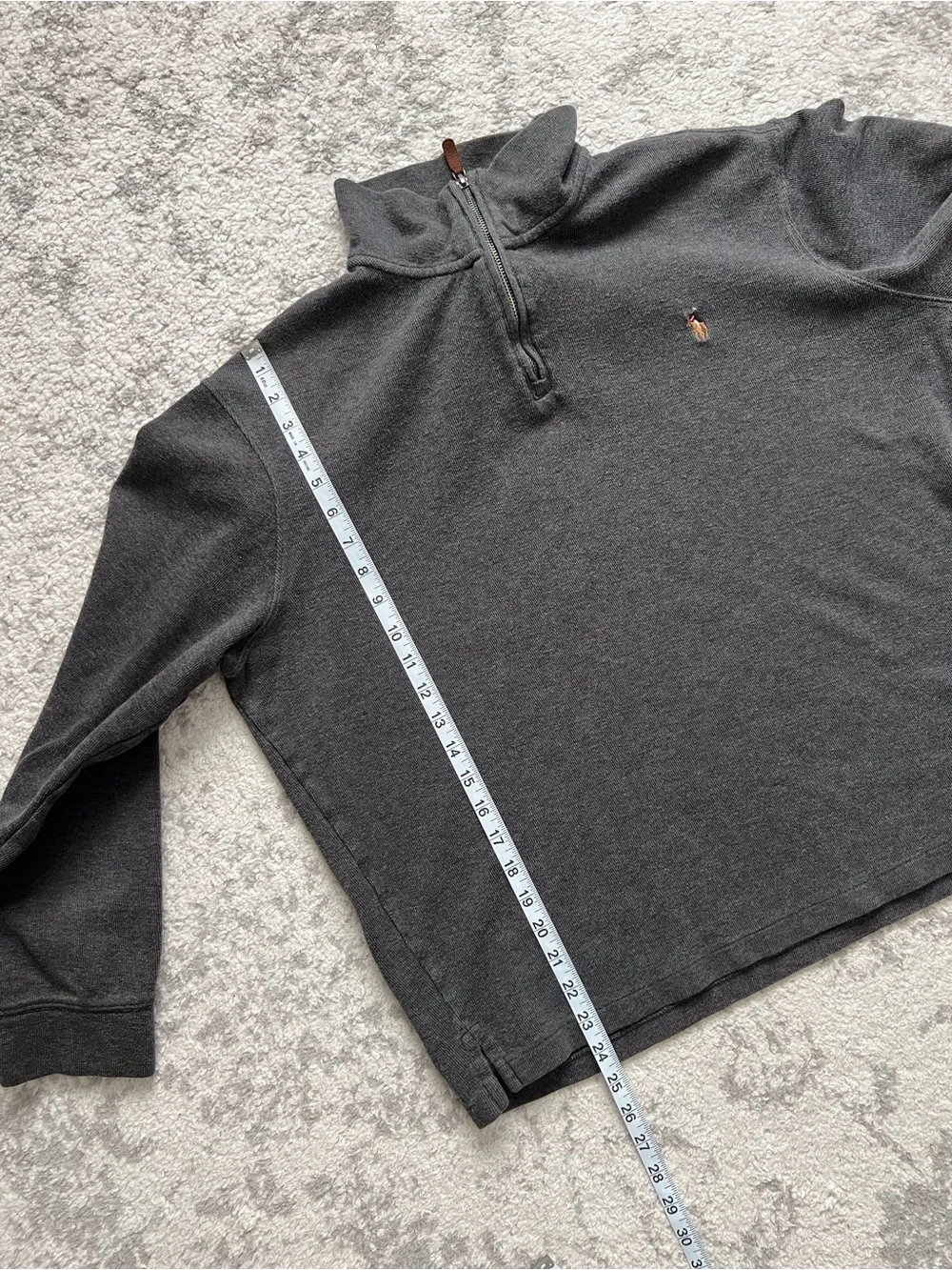 Polo Ralph Lauren Men’s Grey Quarter Zip Pullover Estate Rib Cotton Preppy Sz XL